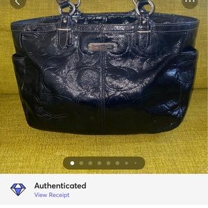 COACH black embossed leather tote /satchel
